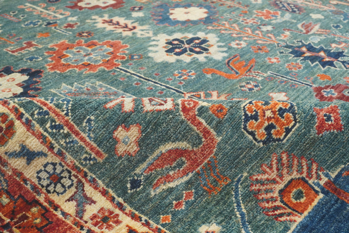 8x10 Green Gabbeh Afghan Hand knotted Oriental Rug - Yildiz Rugs