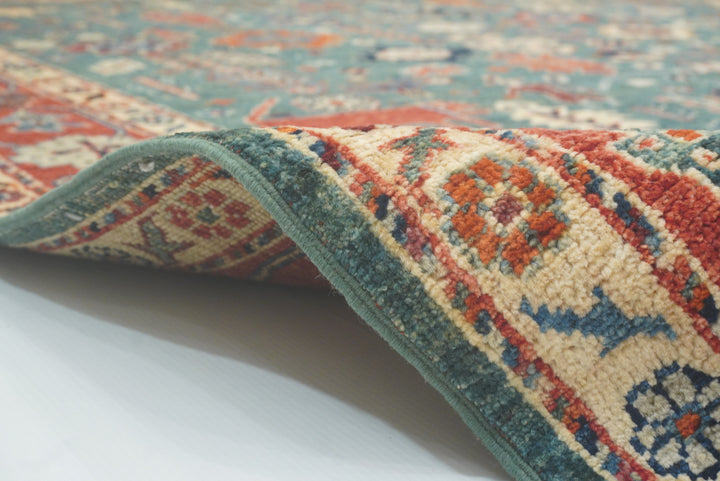 8x10 Green Gabbeh Afghan Hand knotted Oriental Rug - Yildiz Rugs