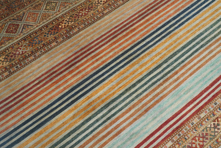 8x10 Khorjin Blueish Gray Afghan Hand knotted Rug - Yildiz Rugs
