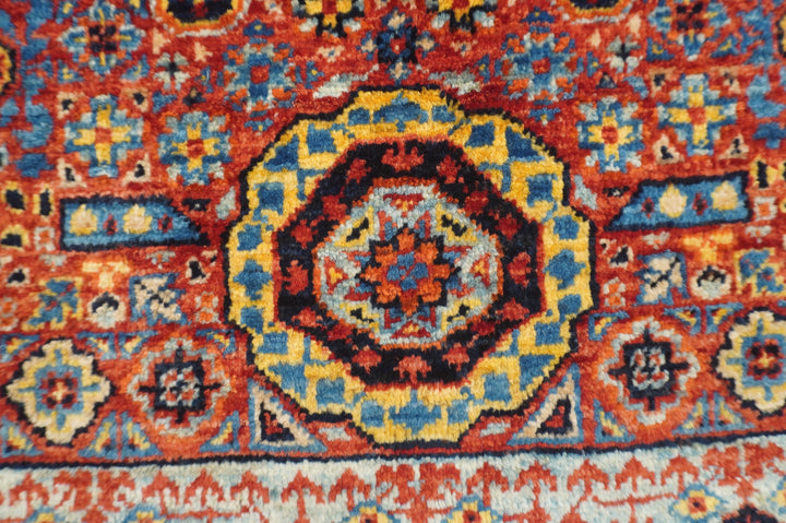 2' x 3' Red Blue Turkish Mamluk Hand Medallion Accent Rug - Yildiz Rugs