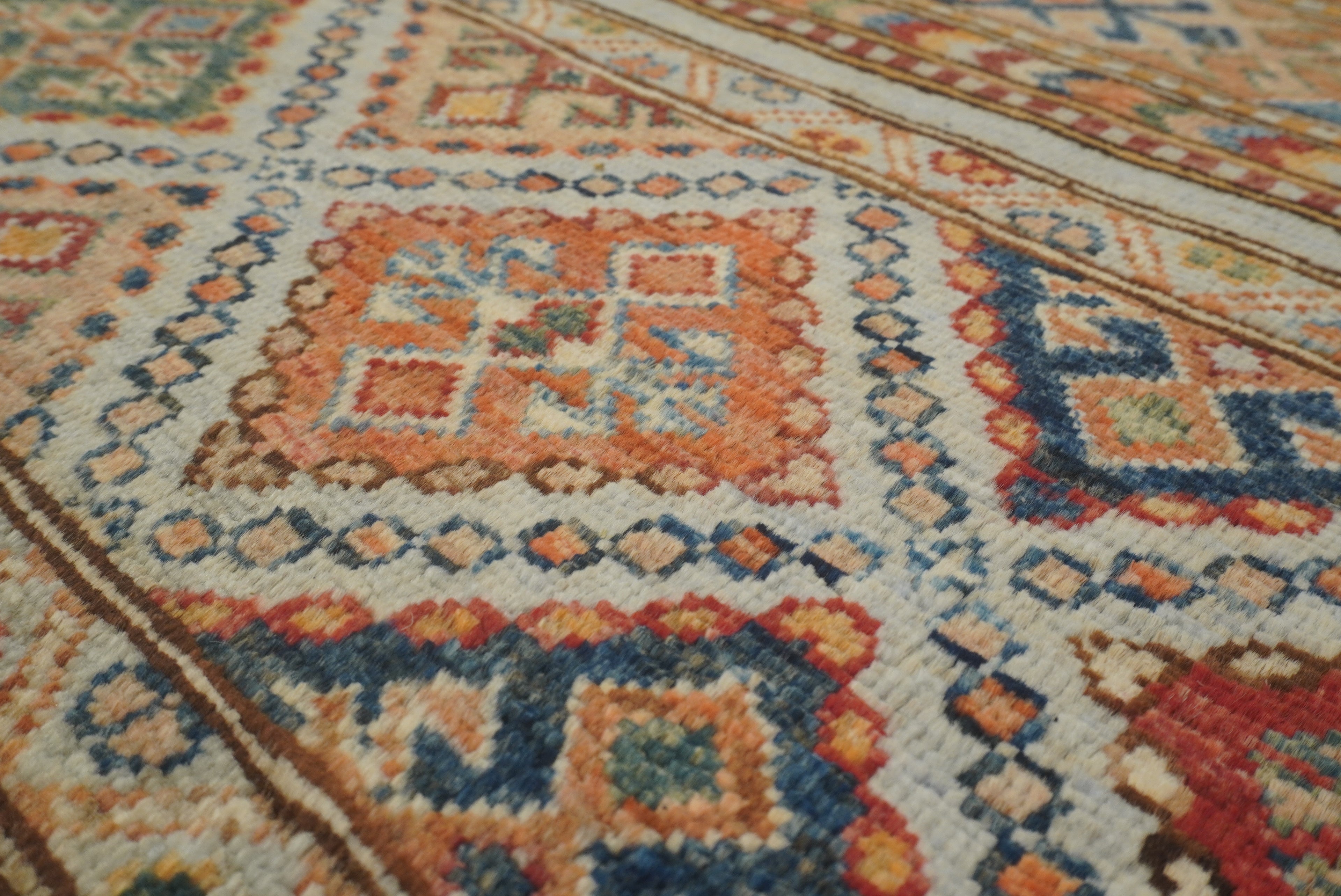 8x10 Khorjin Blueish Gray Afghan Hand knotted Rug - Yildiz Rugs