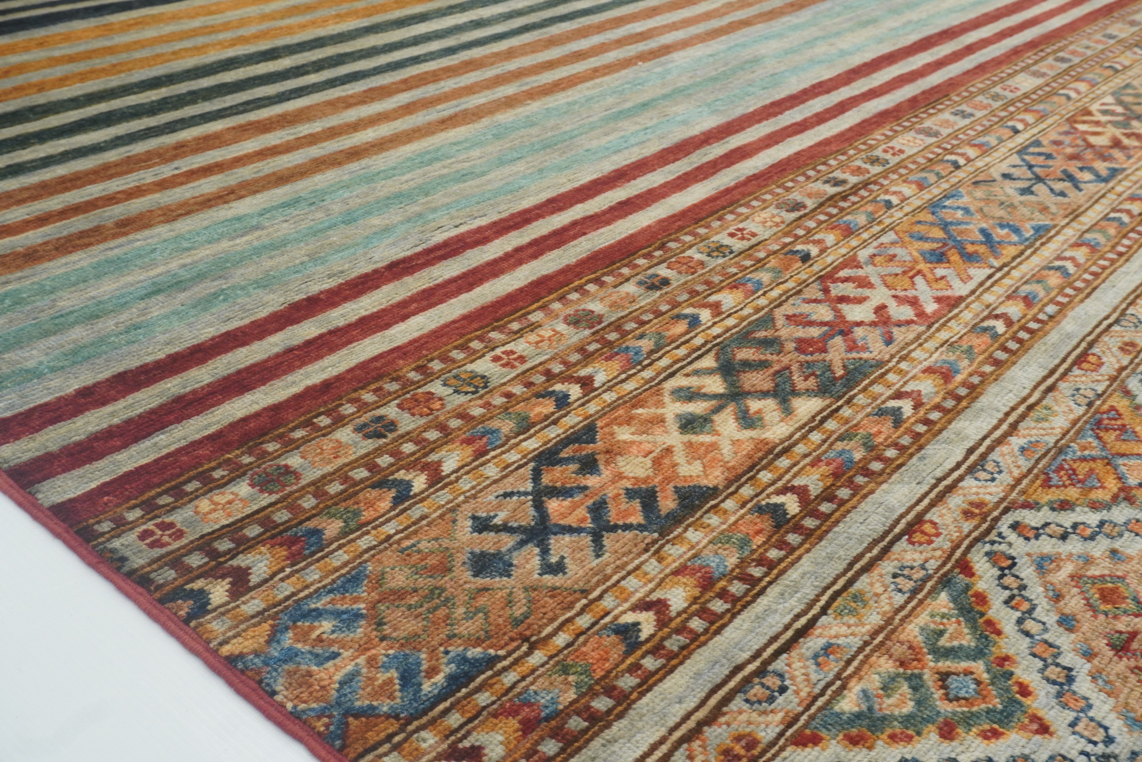 8x10 Khorjin Blueish Gray Afghan Hand knotted Rug - Yildiz Rugs