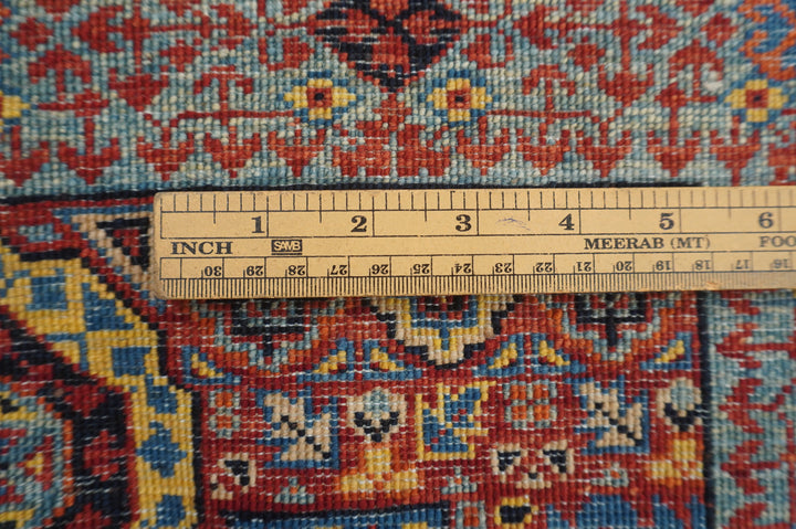 2' x 3' Red Blue Turkish Mamluk Hand Medallion Accent Rug - Yildiz Rugs