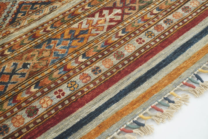 8x10 Khorjin Blueish Gray Afghan Hand knotted Rug - Yildiz Rugs