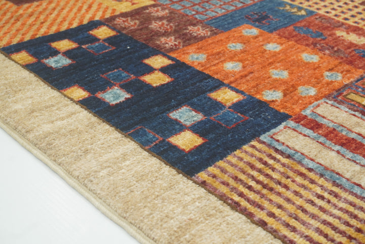 2'4"x4'5" Beige Gabbeh Afghan Hand knotted Runner Rug - Yildiz Rugs