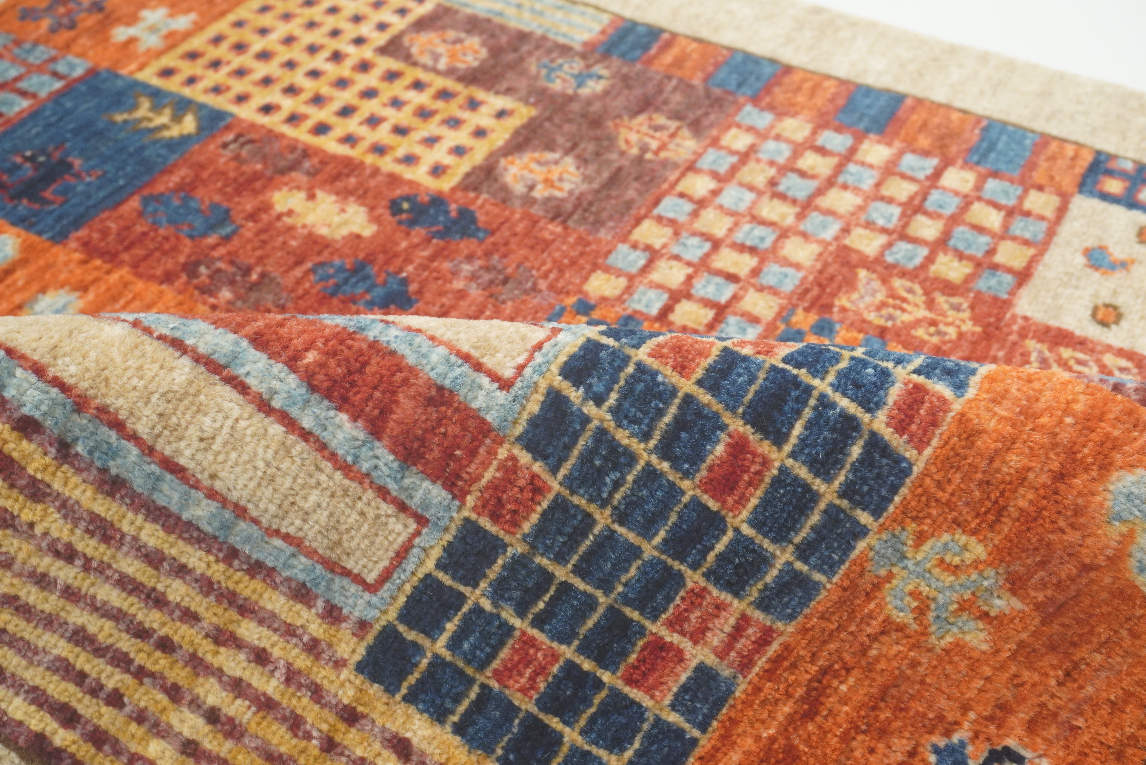 2'4"x4'5" Beige Gabbeh Afghan Hand knotted Runner Rug - Yildiz Rugs