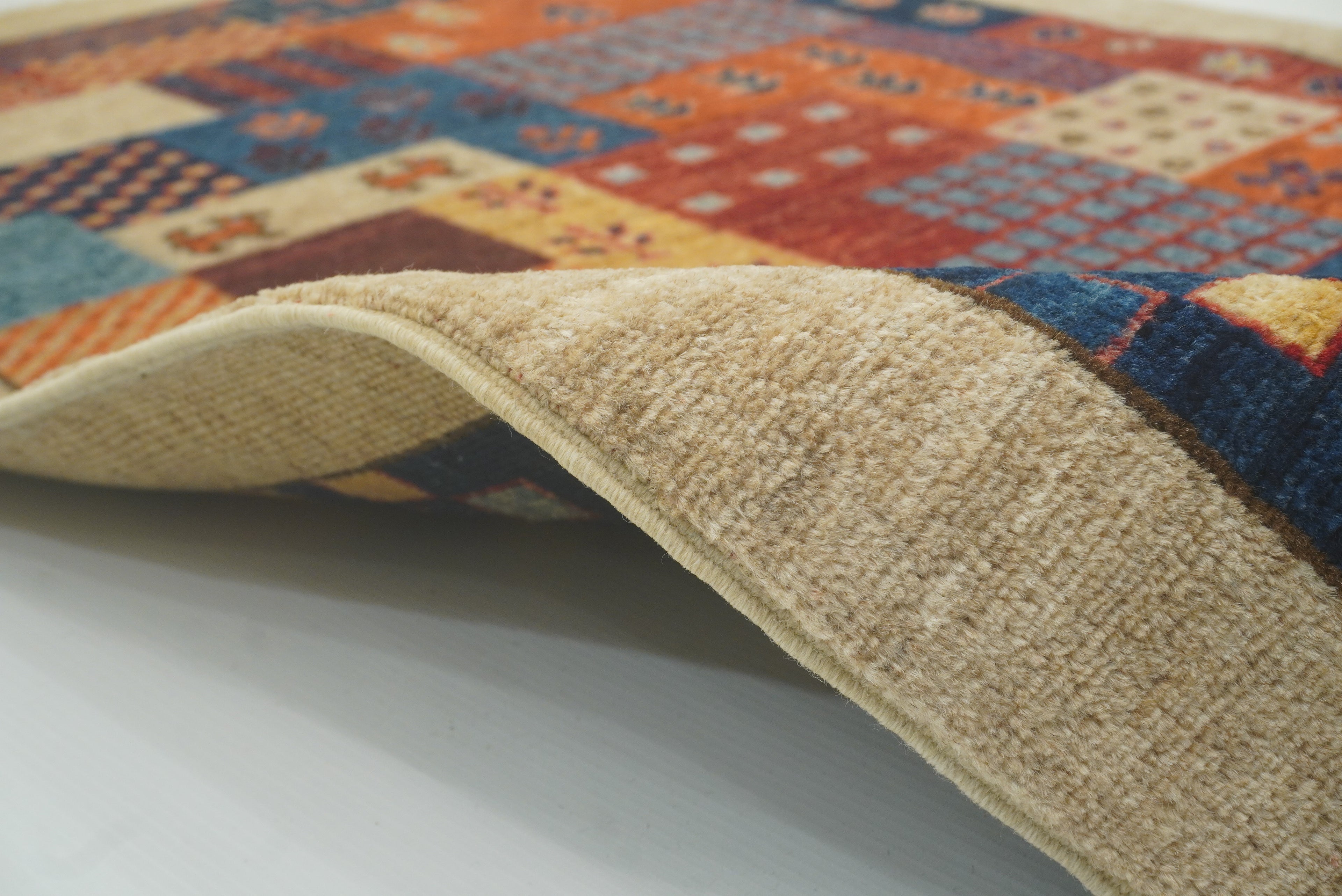 2'4"x4'5" Beige Gabbeh Afghan Hand knotted Runner Rug - Yildiz Rugs