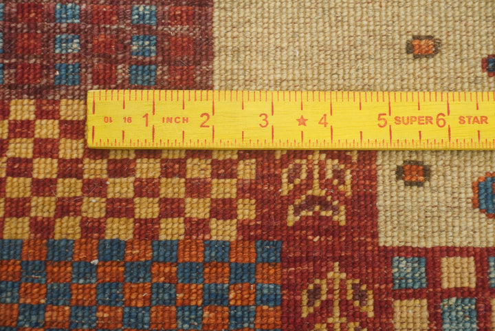 2'4"x4'5" Beige Gabbeh Afghan Hand knotted Runner Rug - Yildiz Rugs