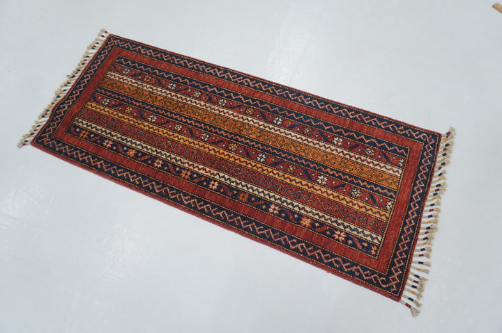 5 ft Turkish Red hand knotted Narrow Accent Runner Rug - Yildiz Rugs