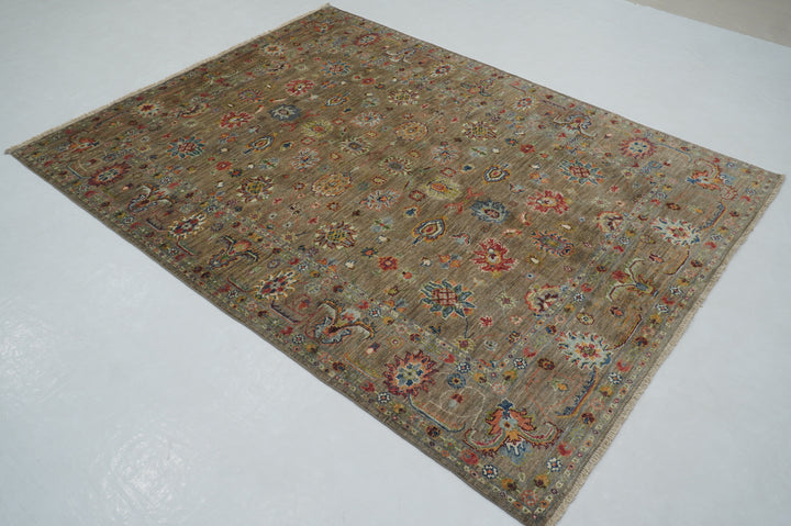 5x7 Gray Waziri Afghan Hand Knotted Oriental Rug