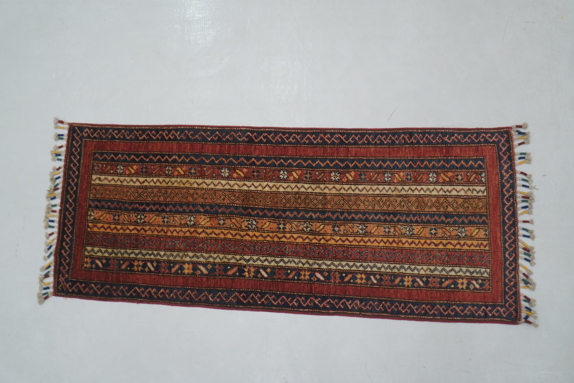2x5 ft Red Turkish Shawl Pattern Hand knotted Runner Rug