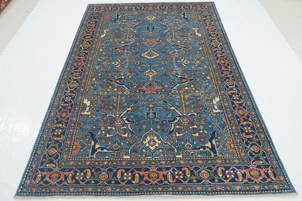 6x9 Blue Bidjar Afghan Oriental Hand Knotted Traditional Rug - Yildiz Rugs