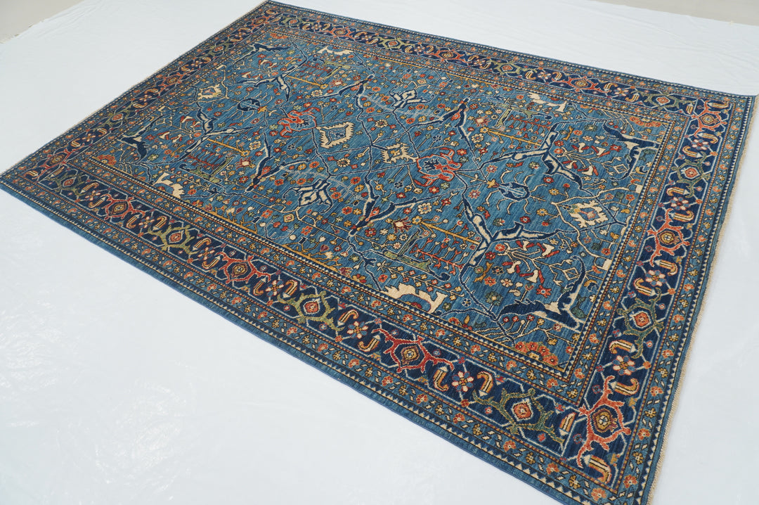 6x9 Blue Bidjar Afghan Oriental Hand Knotted Traditional Rug - Yildiz Rugs