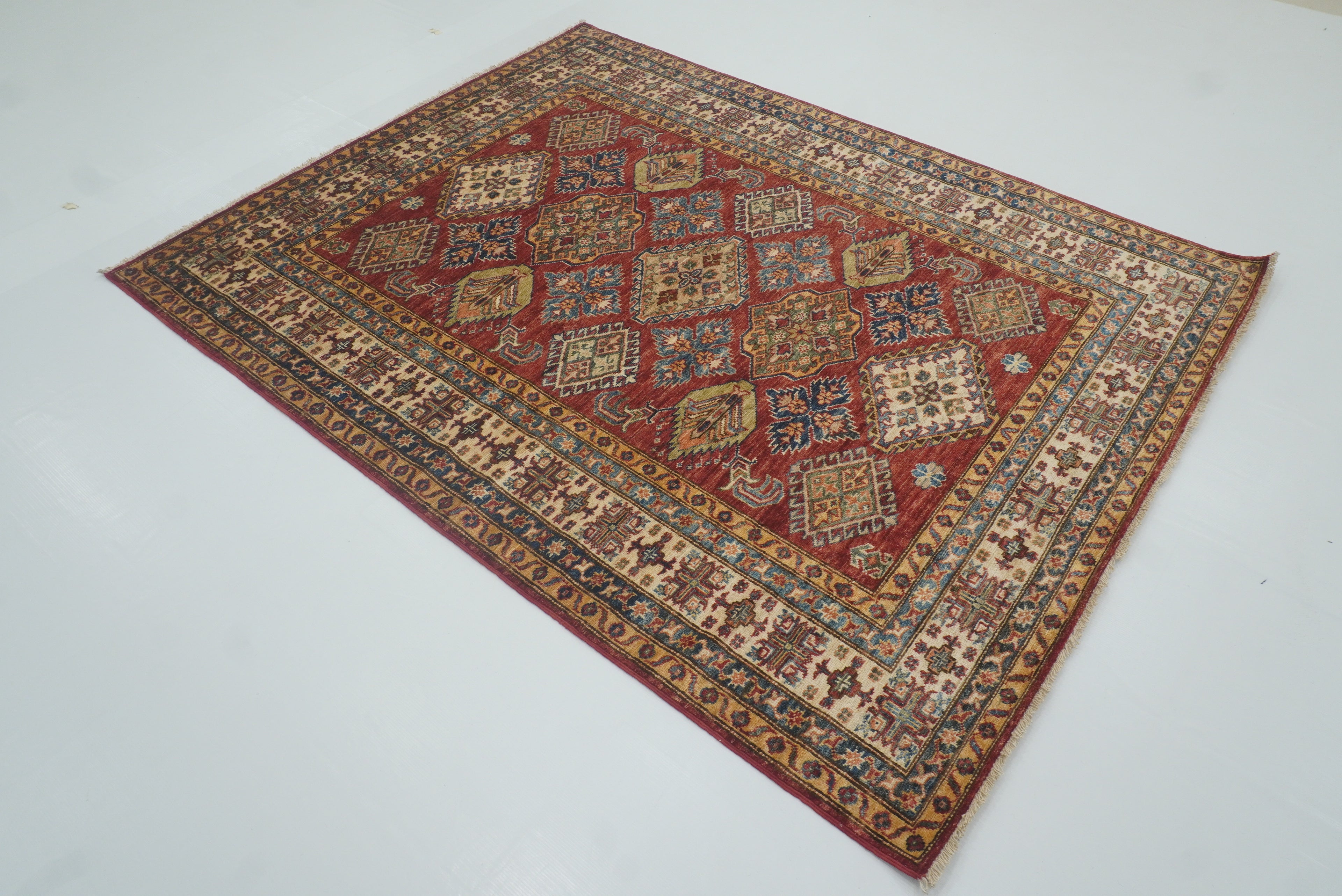 5x7 Red Kazak Hand Knotted Afghan Oriental Rug - Yildiz Rugs