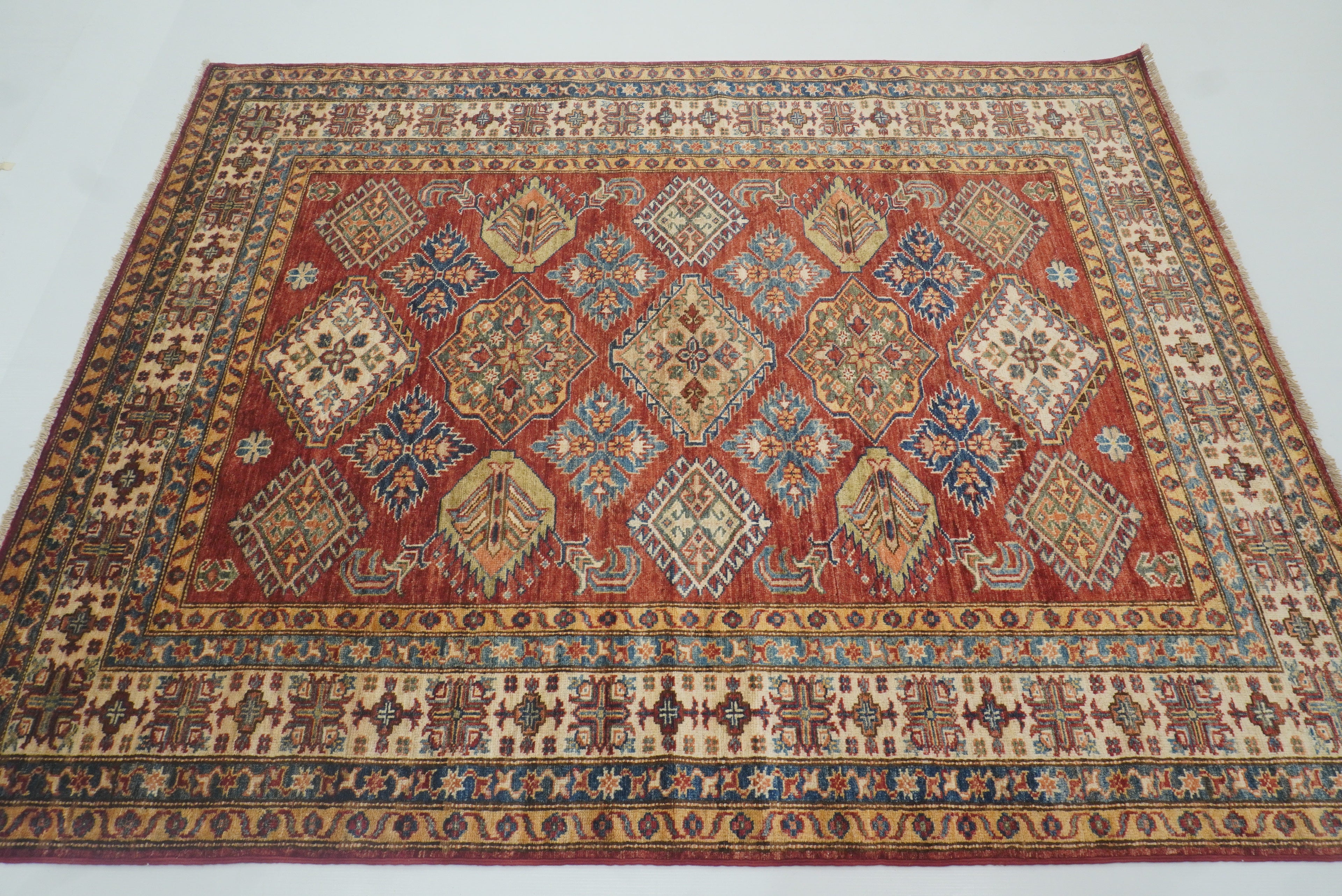 5x7 Red Kazak Hand Knotted Afghan Oriental Rug - Yildiz Rugs