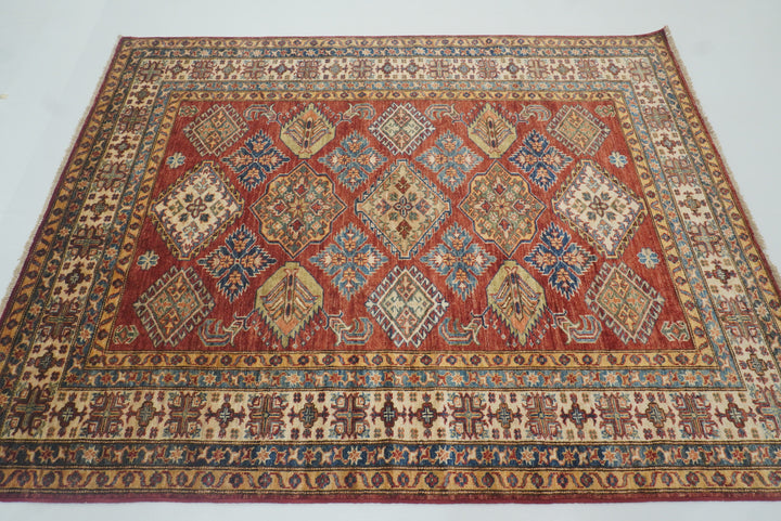 5x7 Red Kazak Hand Knotted Afghan Oriental Rug - Yildiz Rugs