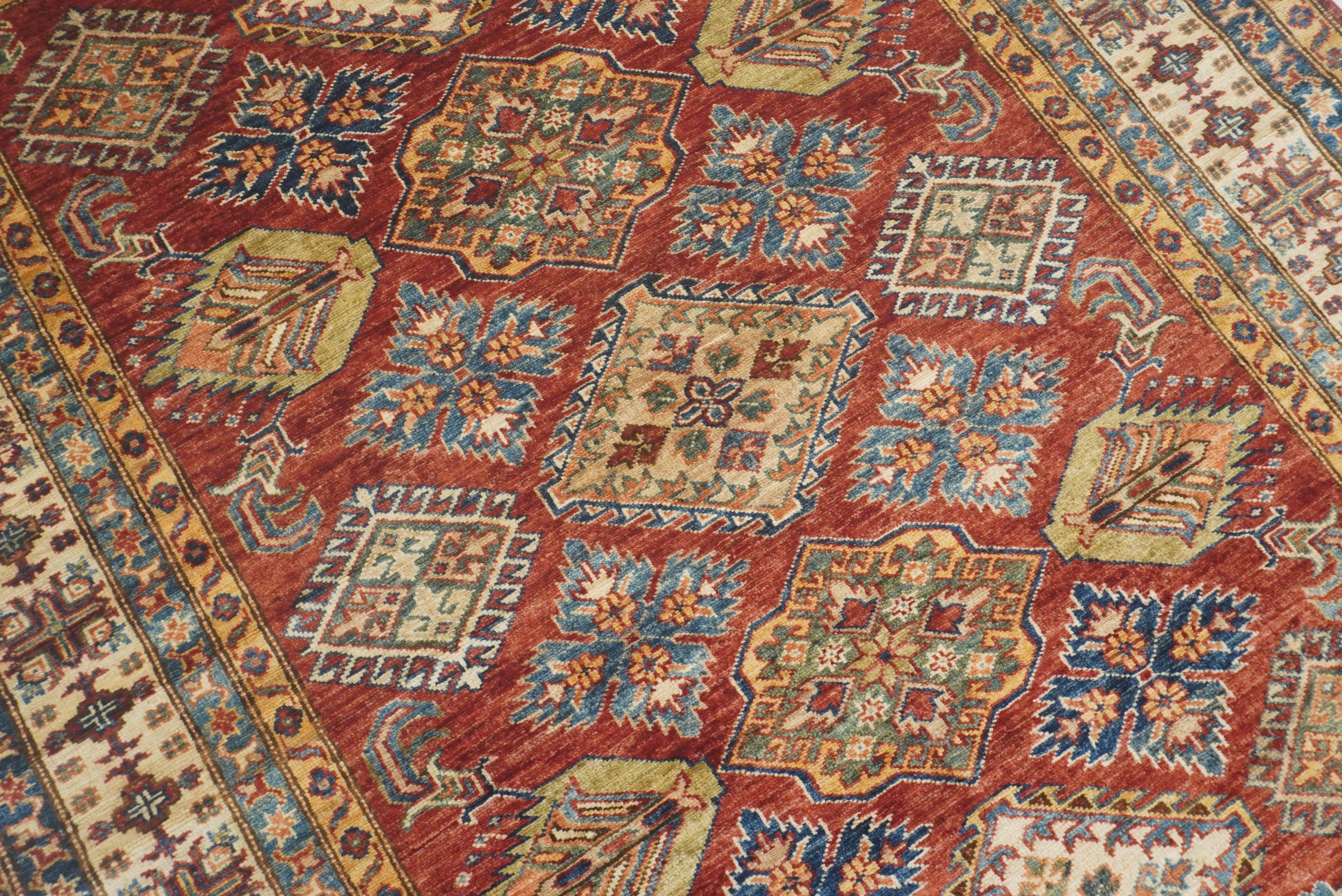 5x7 Red Kazak Hand Knotted Afghan Oriental Rug - Yildiz Rugs