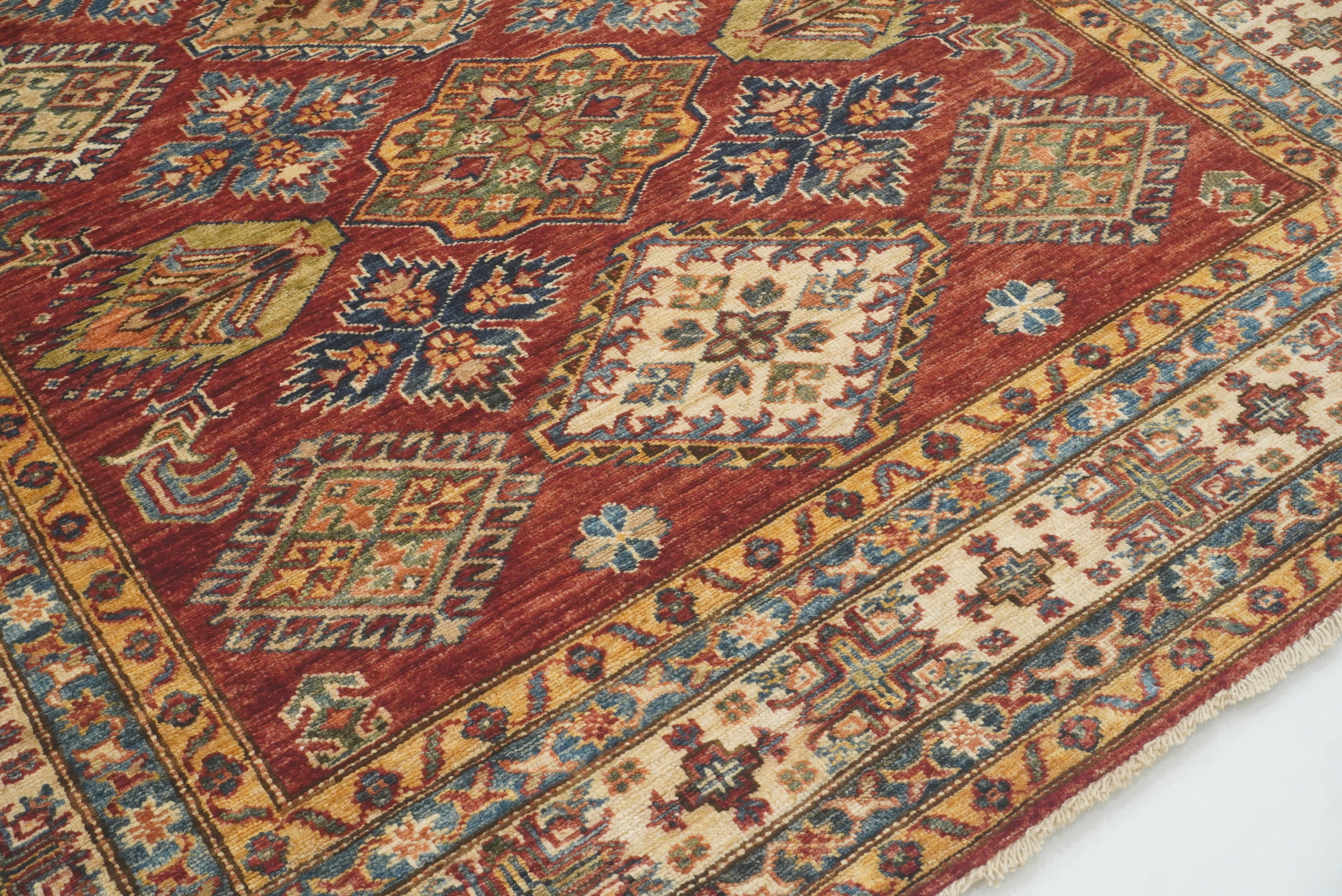 5x7 Red Kazak Hand Knotted Afghan Oriental Rug - Yildiz Rugs