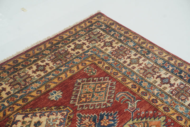 5x7 Red Kazak Hand Knotted Afghan Oriental Rug - Yildiz Rugs