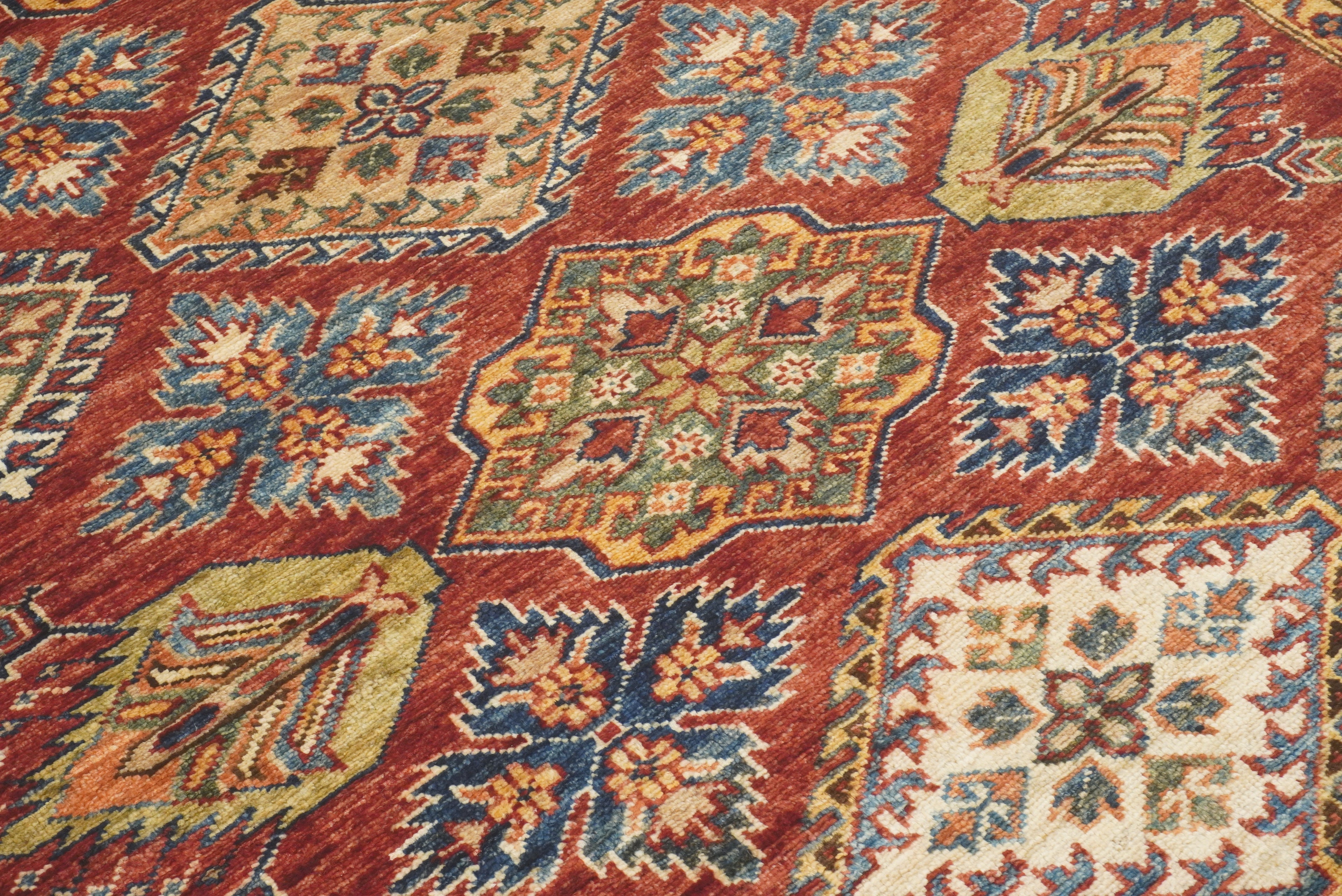 5x7 Red Kazak Hand Knotted Afghan Oriental Rug - Yildiz Rugs