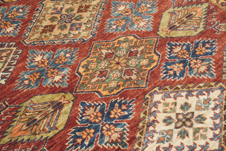 5x7 Red Kazak Hand Knotted Afghan Oriental Rug - Yildiz Rugs