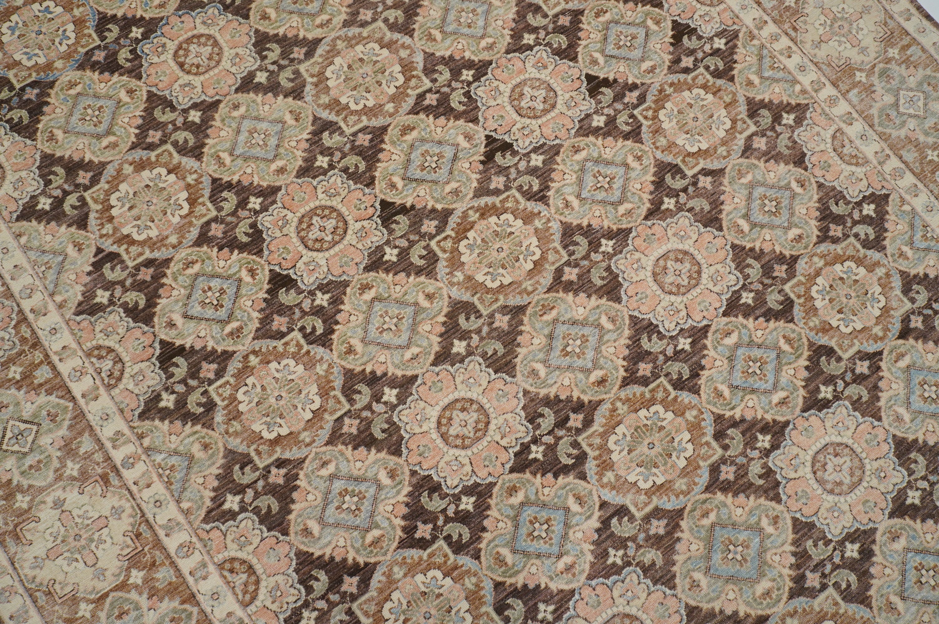 7x10 Brown Vintage Tabriz Afghan Hand Knotted Oriental Geometric Rug - Yildiz Rugs