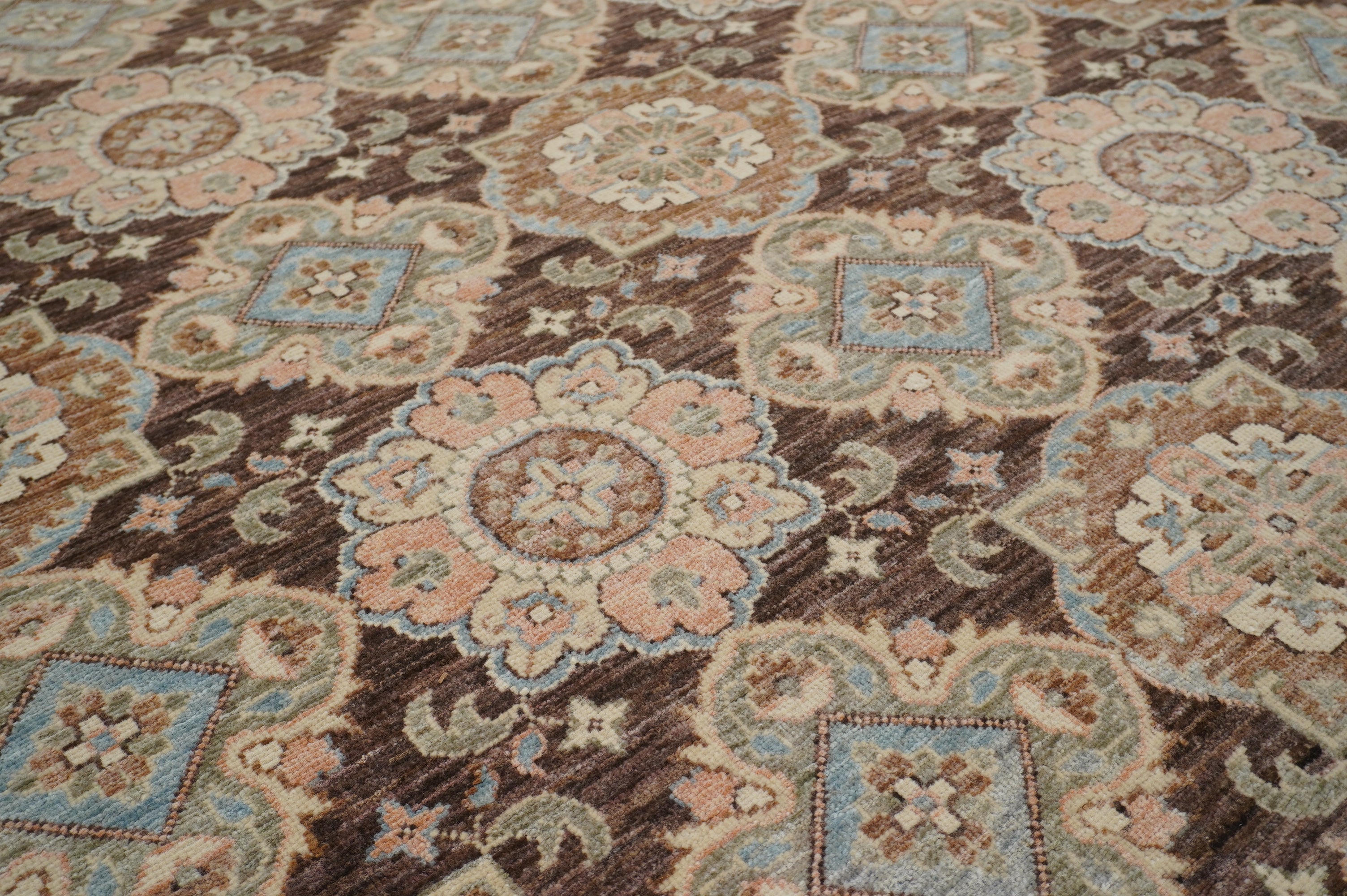 7x10 Brown Vintage Tabriz Afghan Hand Knotted Oriental Geometric Rug - Yildiz Rugs