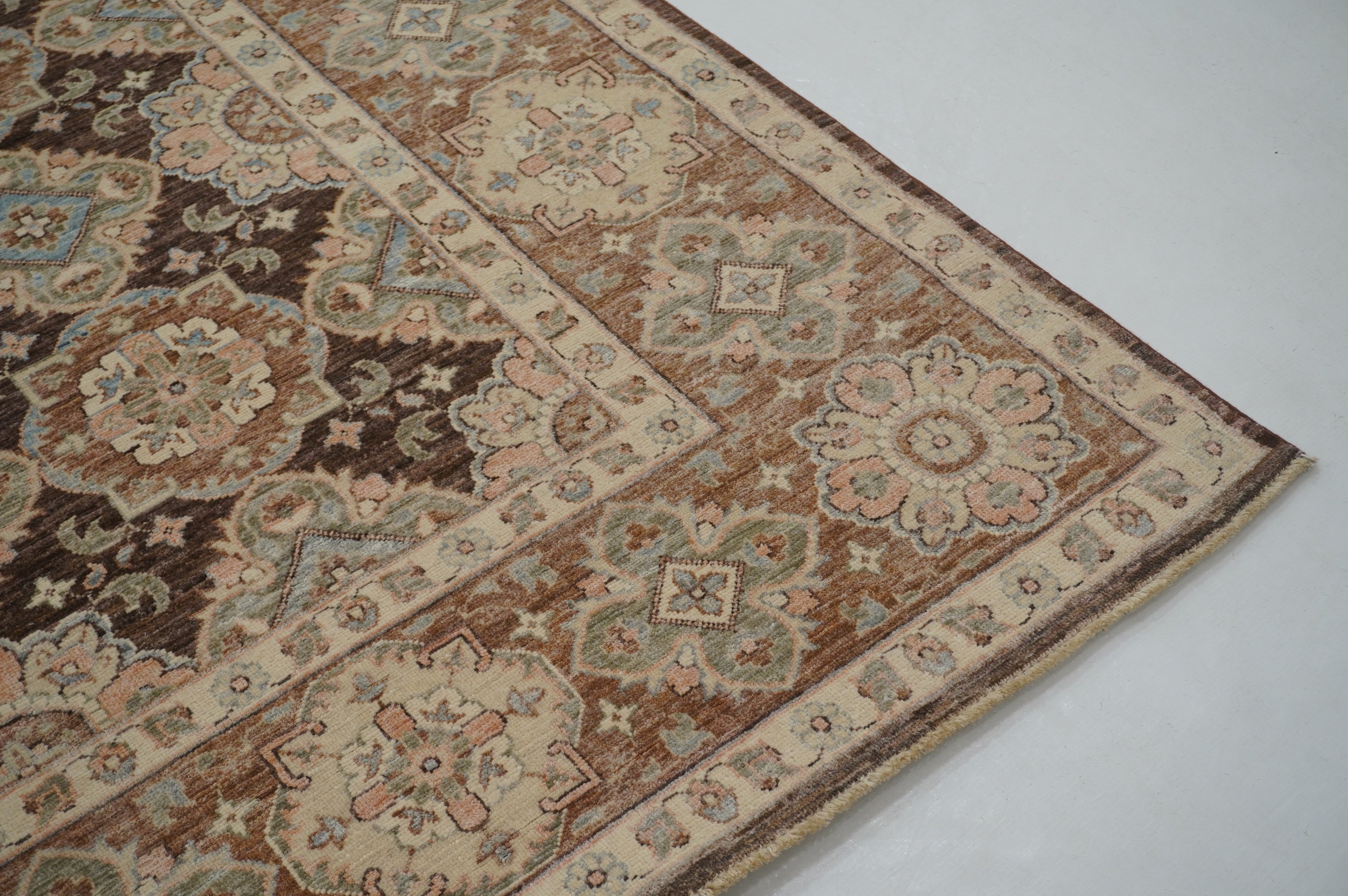 7x10 Brown Vintage Tabriz Afghan Hand Knotted Oriental Geometric Rug - Yildiz Rugs