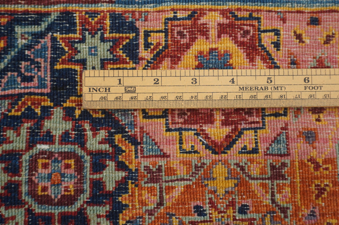 8 ft Orange Mamluk Turkish Hand knotted Medallion Runner Rug