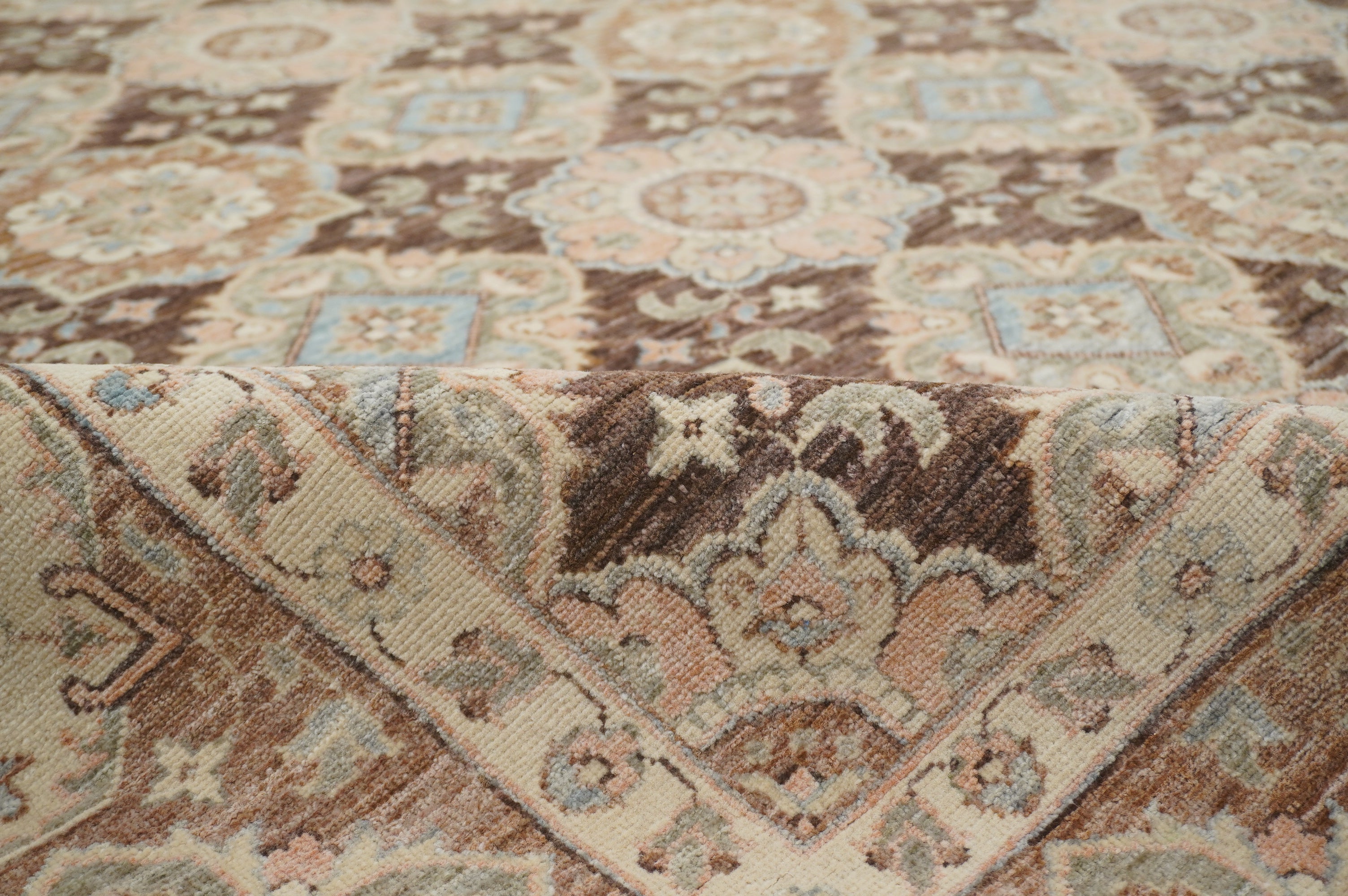 7x10 Brown Vintage Tabriz Afghan Hand Knotted Oriental Geometric Rug - Yildiz Rugs