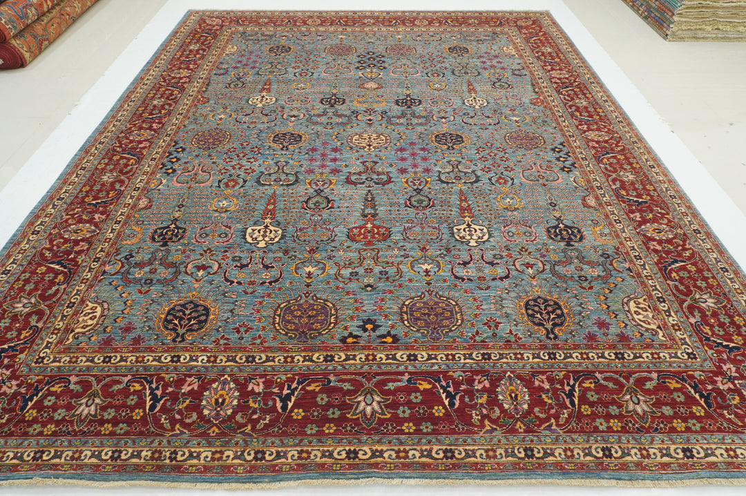 9x12 Fine Blue Bidjar Afghan Hand Knotted Oriental Rug - Yildiz Rugs