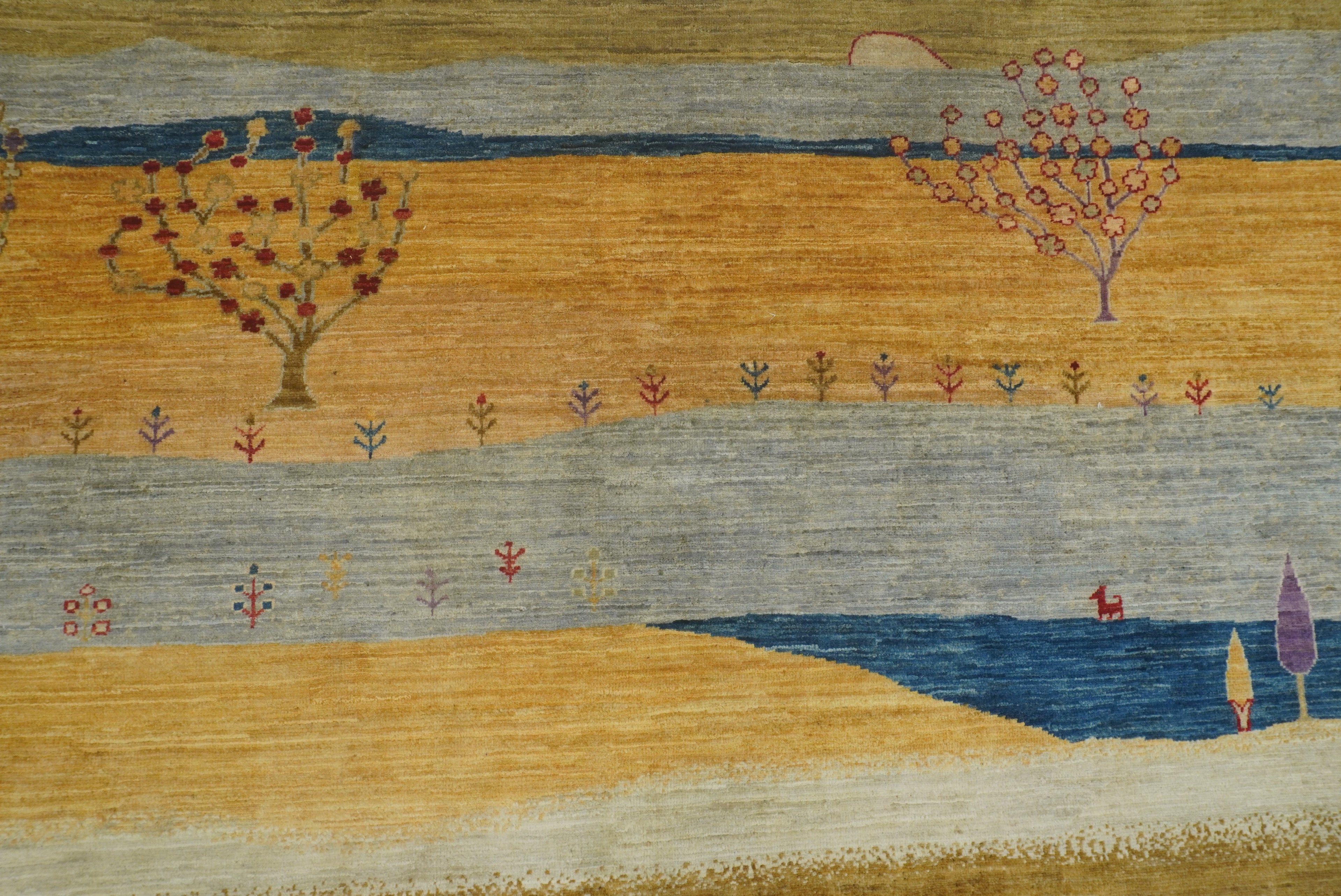8x10 Tree Gabbeh Golden Yellow Hand-Knotted Afghan Rug - Yildiz Rugs
