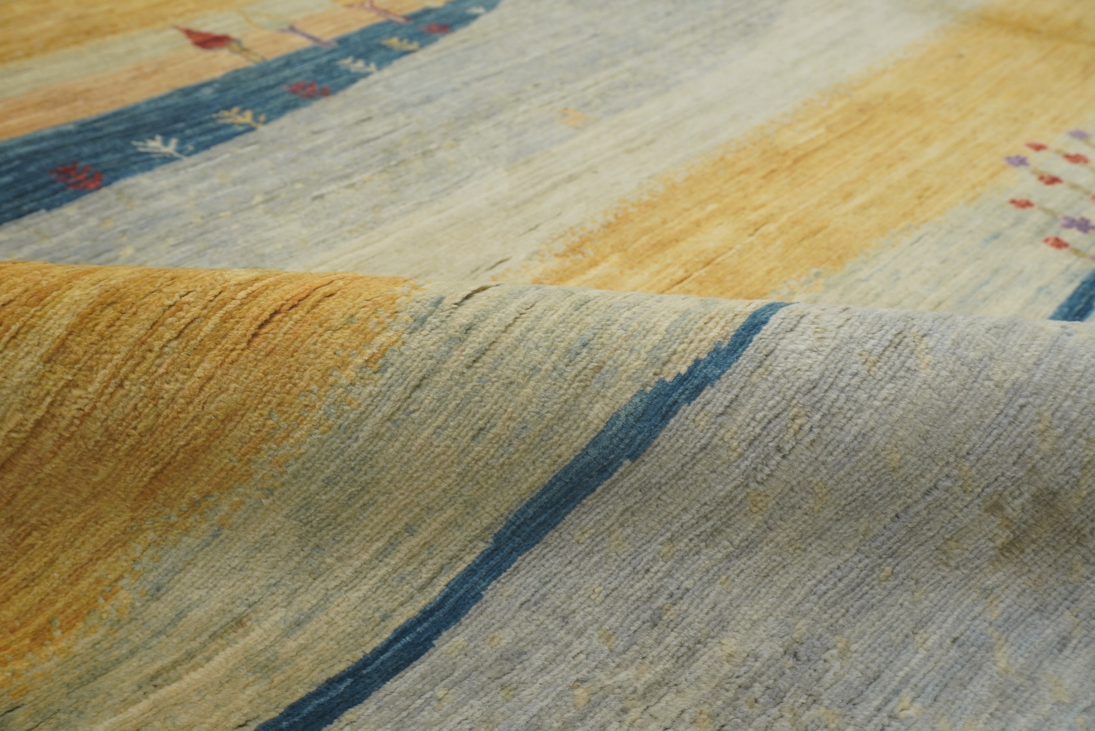 8x10 Tree Gabbeh Golden Yellow Hand-Knotted Afghan Rug - Yildiz Rugs