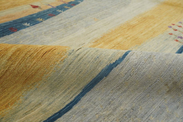 8x10 Tree Gabbeh Golden Yellow Hand-Knotted Afghan Rug - Yildiz Rugs