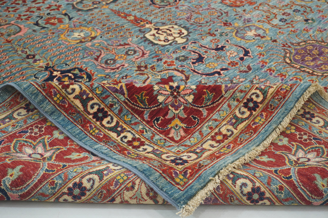 9x12 Fine Blue Bidjar Afghan Hand Knotted Oriental Rug - Yildiz Rugs