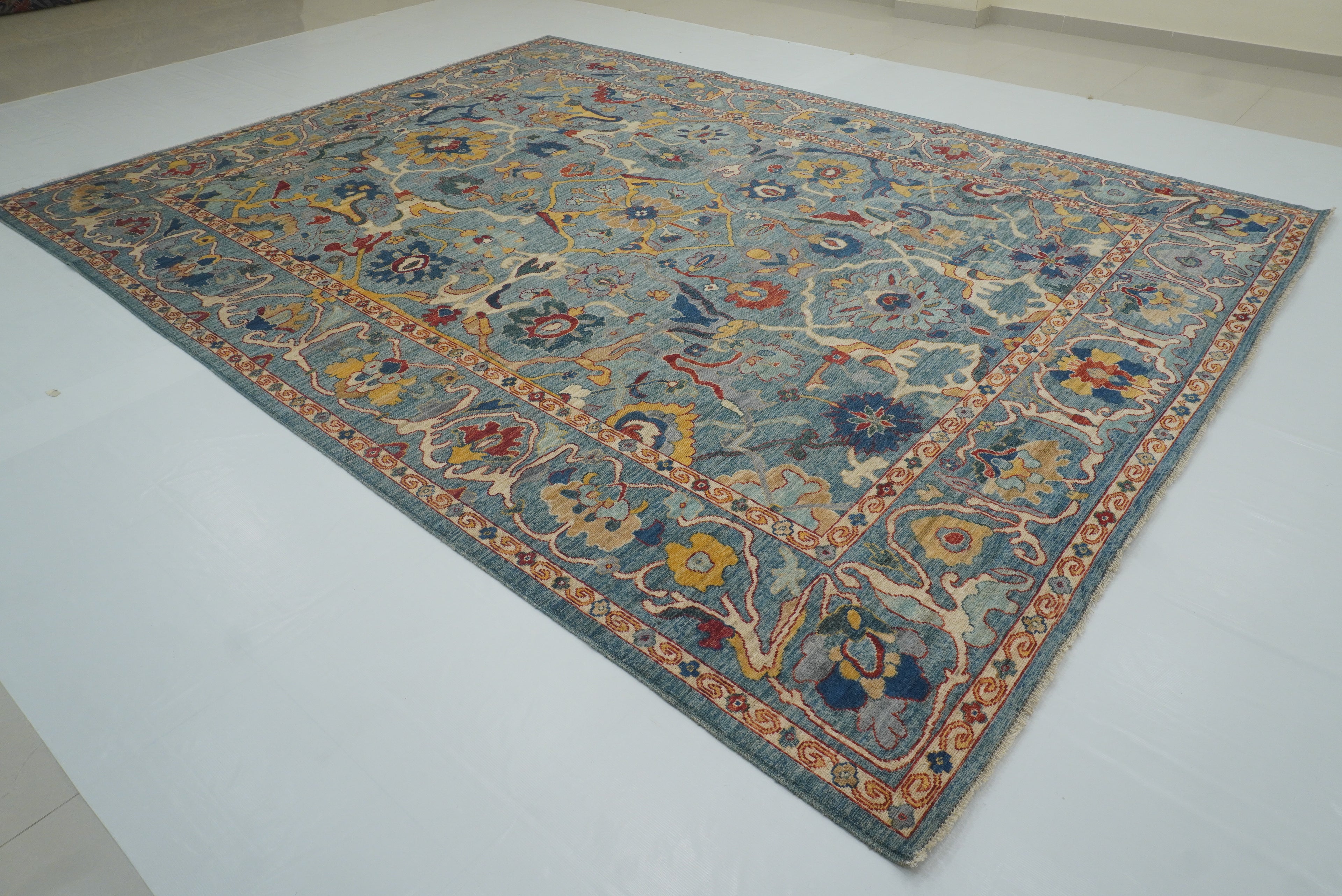 10x14 Blue Oushak Hand-Knotted Oriental Rug - Yildiz Rugs