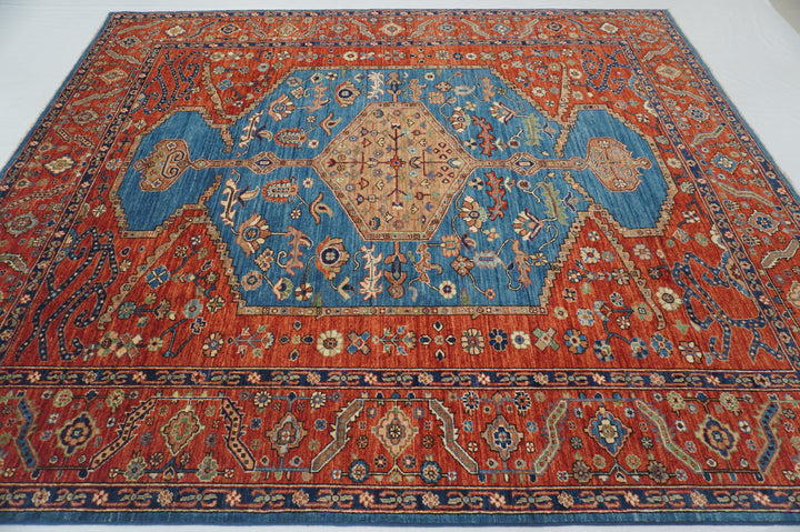 8x10 Blue Rusty Red Afghan Bakhshaish Hand knotted Oriental Rug - Yildiz Rugs