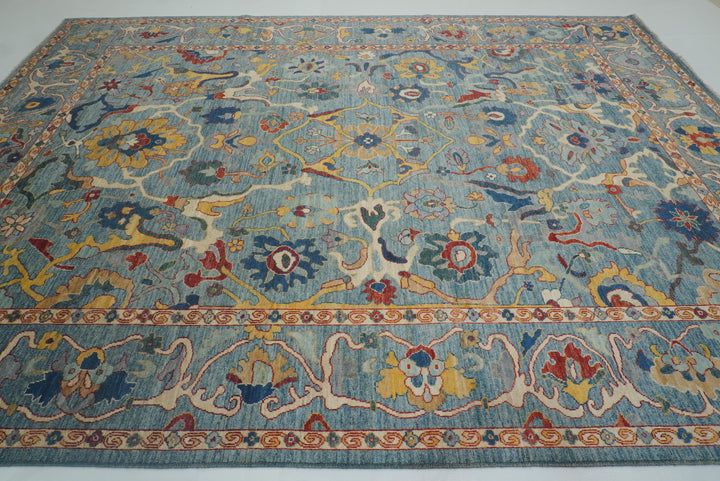 10x14 Blue Oushak Hand-Knotted Oriental Rug - Yildiz Rugs