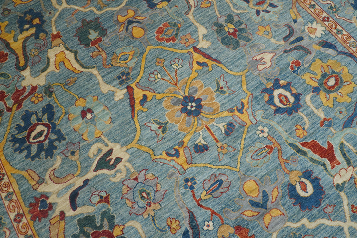 10x14 Blue Oushak Hand-Knotted Oriental Rug - Yildiz Rugs