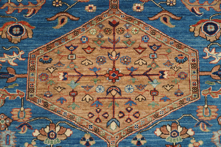 8x10 Blue Rusty Red Afghan Bakhshaish Hand knotted Oriental Rug - Yildiz Rugs