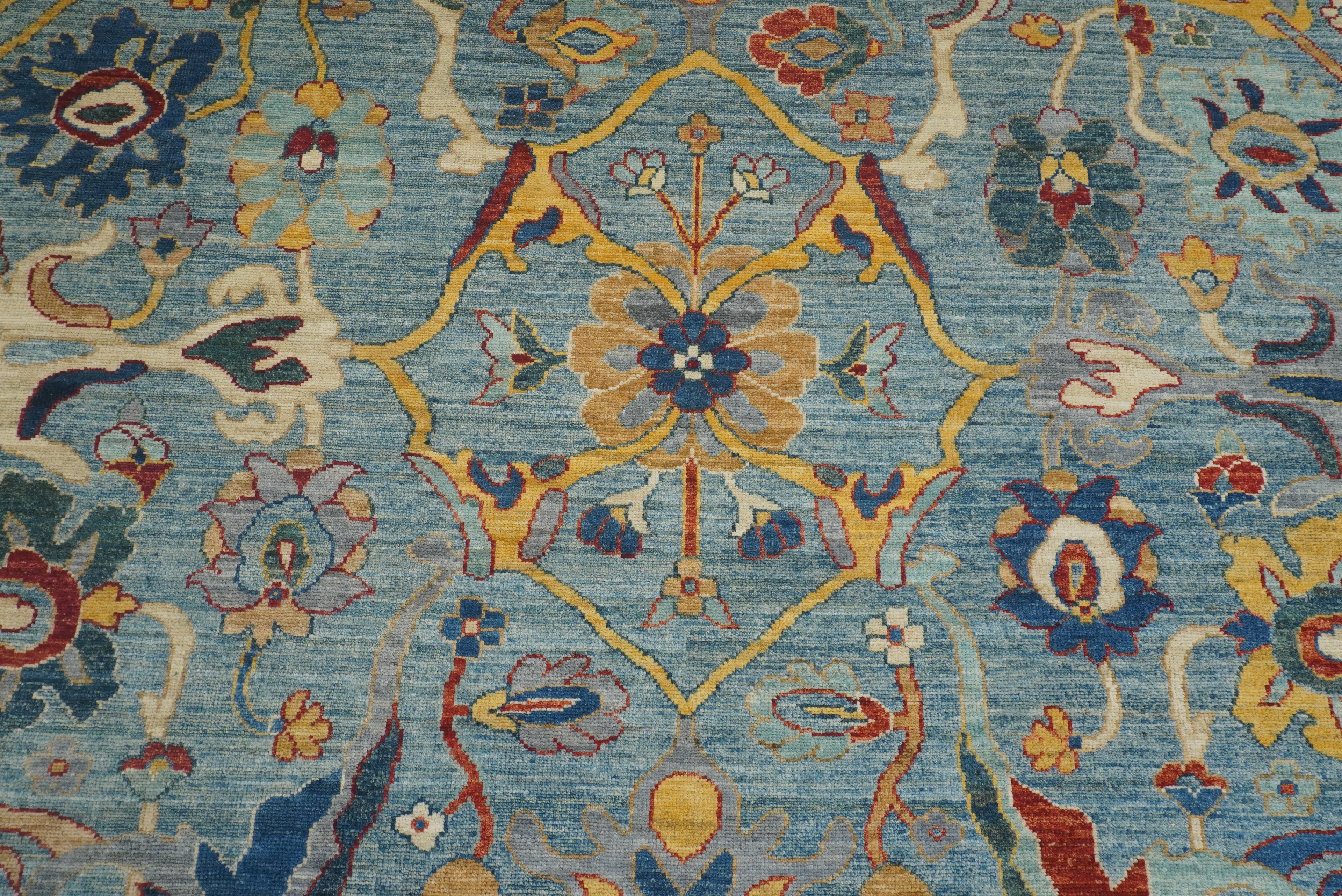 10x14 Blue Oushak Hand-Knotted Oriental Rug - Yildiz Rugs