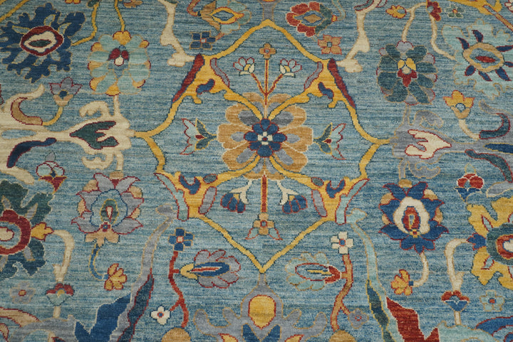 10x14 Blue Oushak Hand-Knotted Oriental Rug - Yildiz Rugs