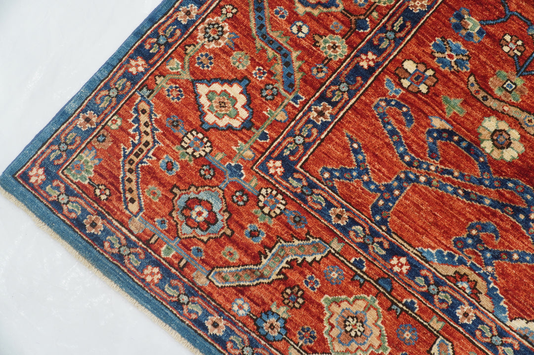 8x10 Blue Rusty Red Afghan Bakhshaish Hand knotted Oriental Rug - Yildiz Rugs