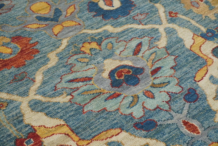 10x14 Blue Oushak Hand-Knotted Oriental Rug - Yildiz Rugs
