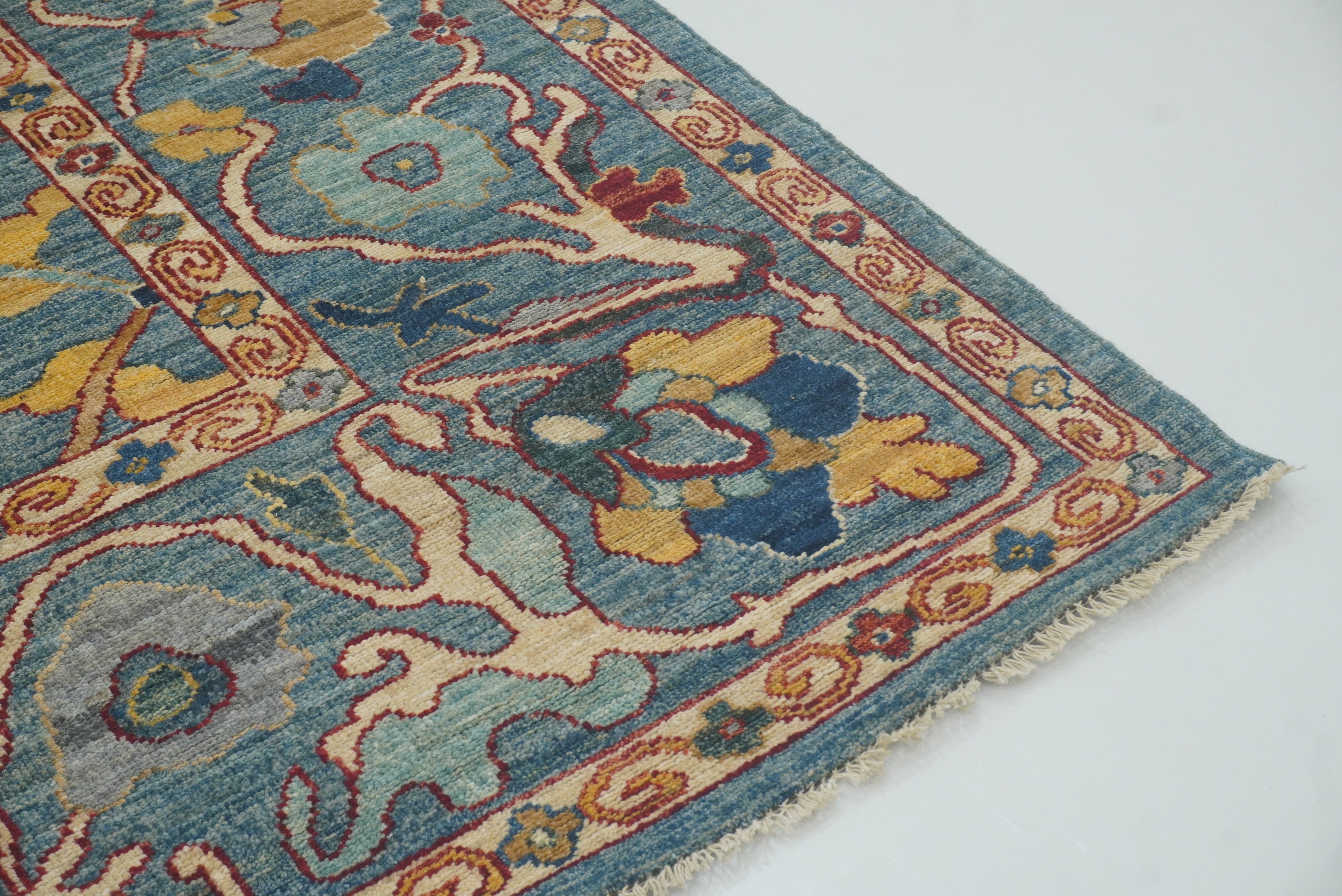10x14 Blue Oushak Hand-Knotted Oriental Rug - Yildiz Rugs