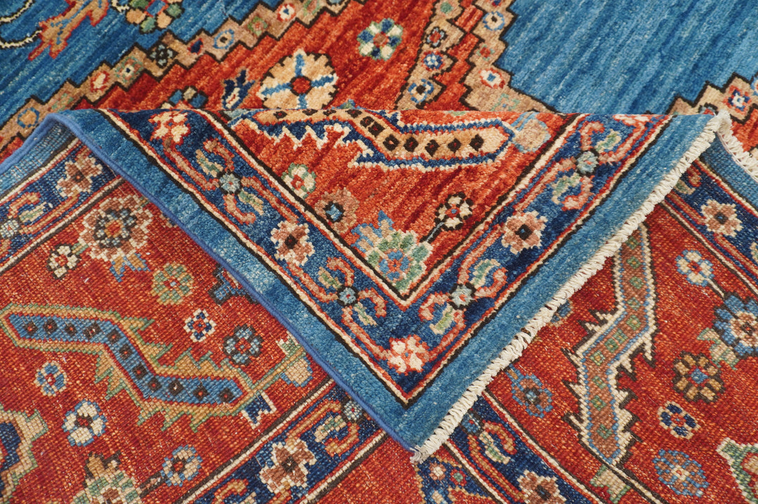 8x10 Blue Rusty Red Afghan Bakhshaish Hand knotted Oriental Rug - Yildiz Rugs