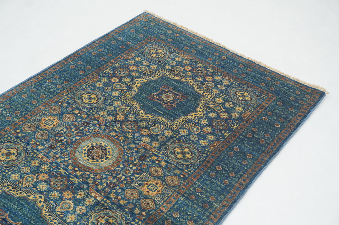 10 ft Dark Blue Mamluk Turkish Hand knotted Medallion Runner Rug