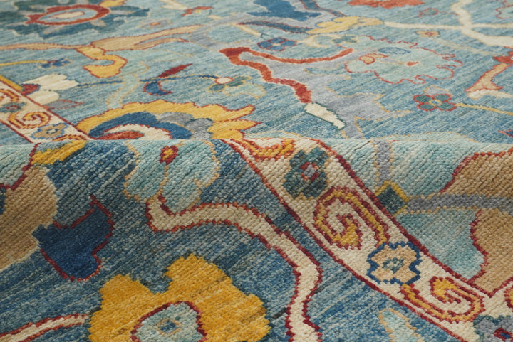 10x14 Blue Oushak Hand-Knotted Oriental Rug - Yildiz Rugs
