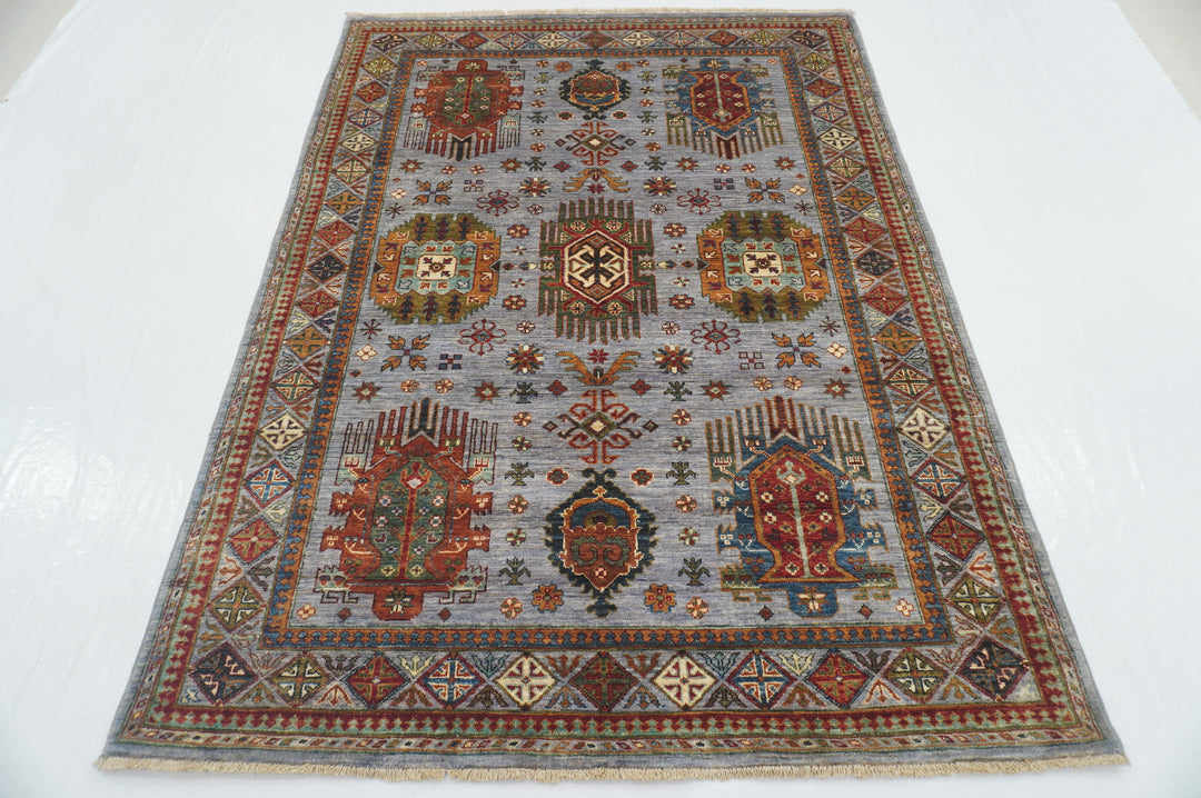 5x7 Blueish Gray Oriental  Afghan Hand Knotted Baluch Rug
