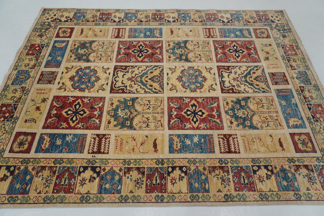 6x8 Beige Vintage Bakhtiari Afghan Oriental Rug - Yildiz Rugs